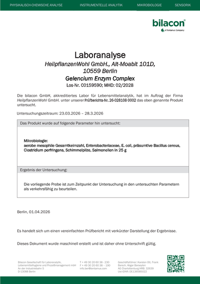 Laborbericht Gelencium Enzym Complex Charge C0159590