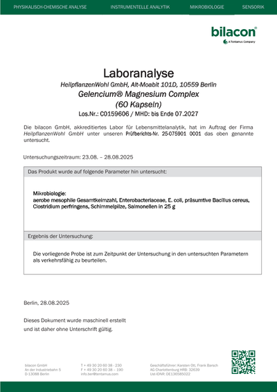 Laborberichte Gelencium Magnesium Complex Charge C0159606